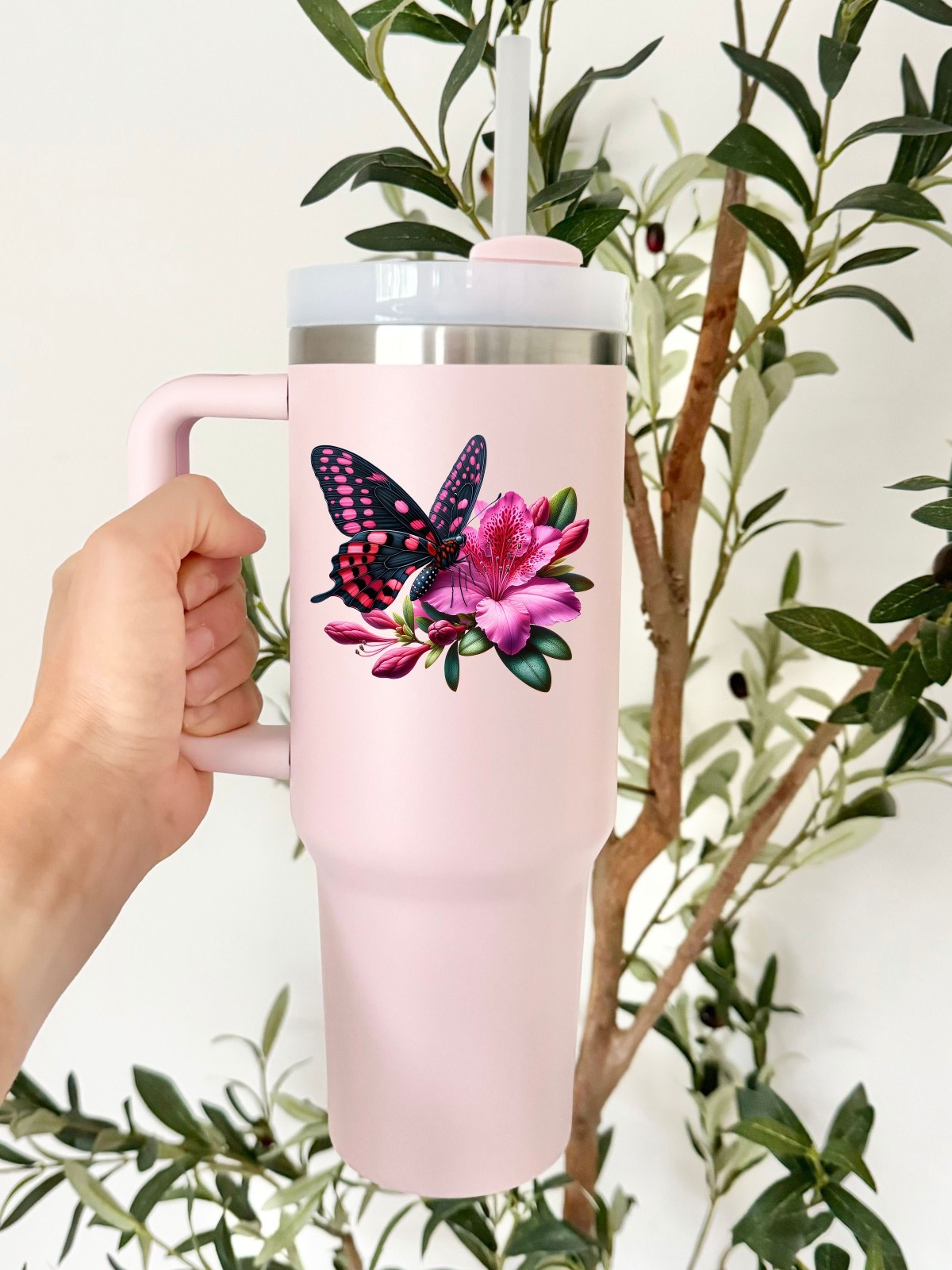 Pink and Black Butterfly UV DTF Transparent Sticker / Decal