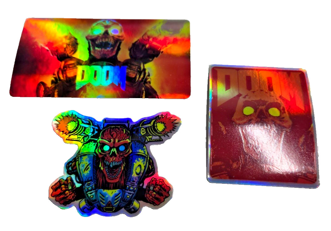 Doom Slayer Hell Revenant Monster Video Games Holo Vinyl Decal Sticker Set of 3