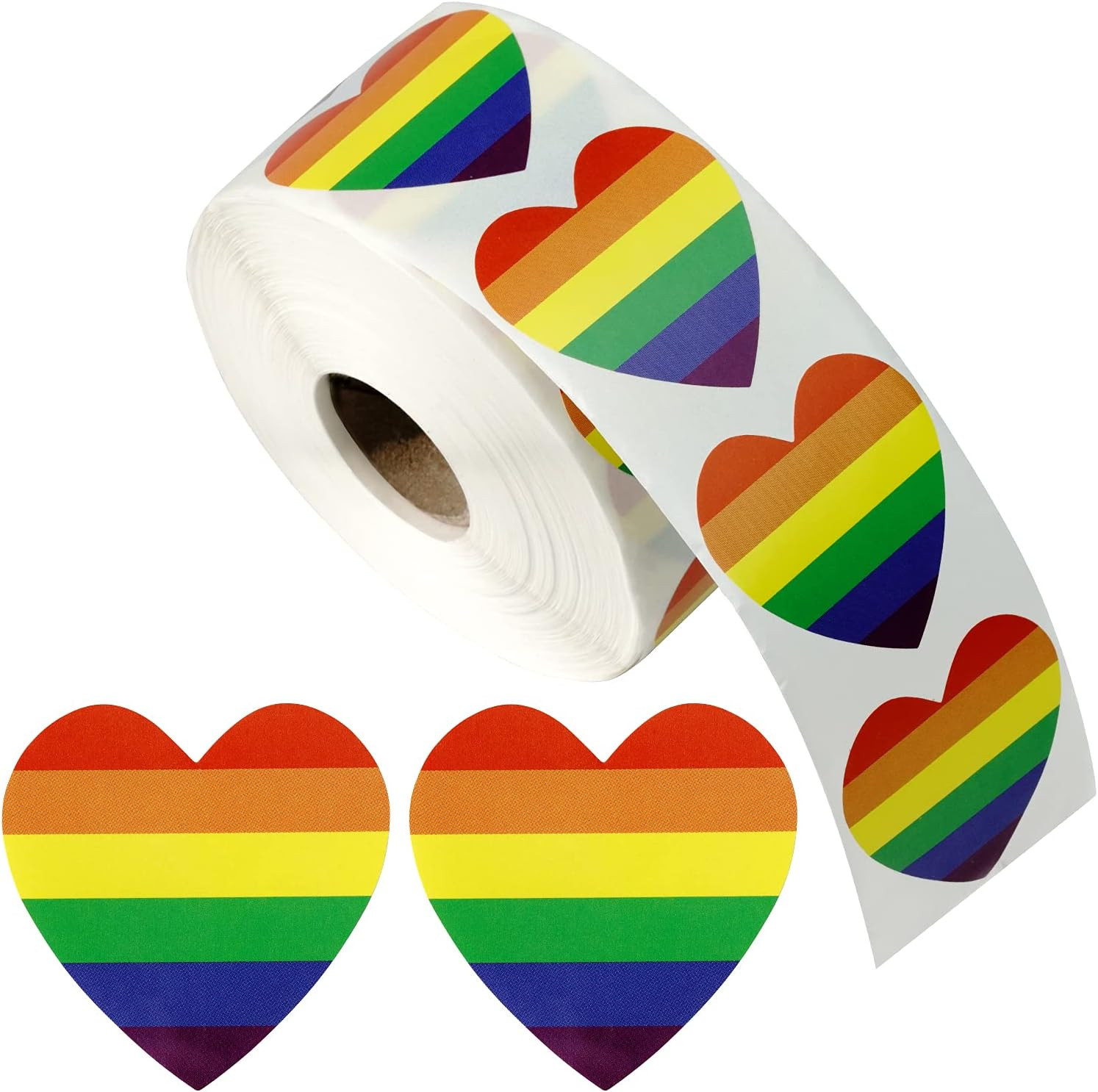 1000 Pcs Pride Stickers, LGBTQ+ Progress Pride Rainbow Heart Flag Stickers