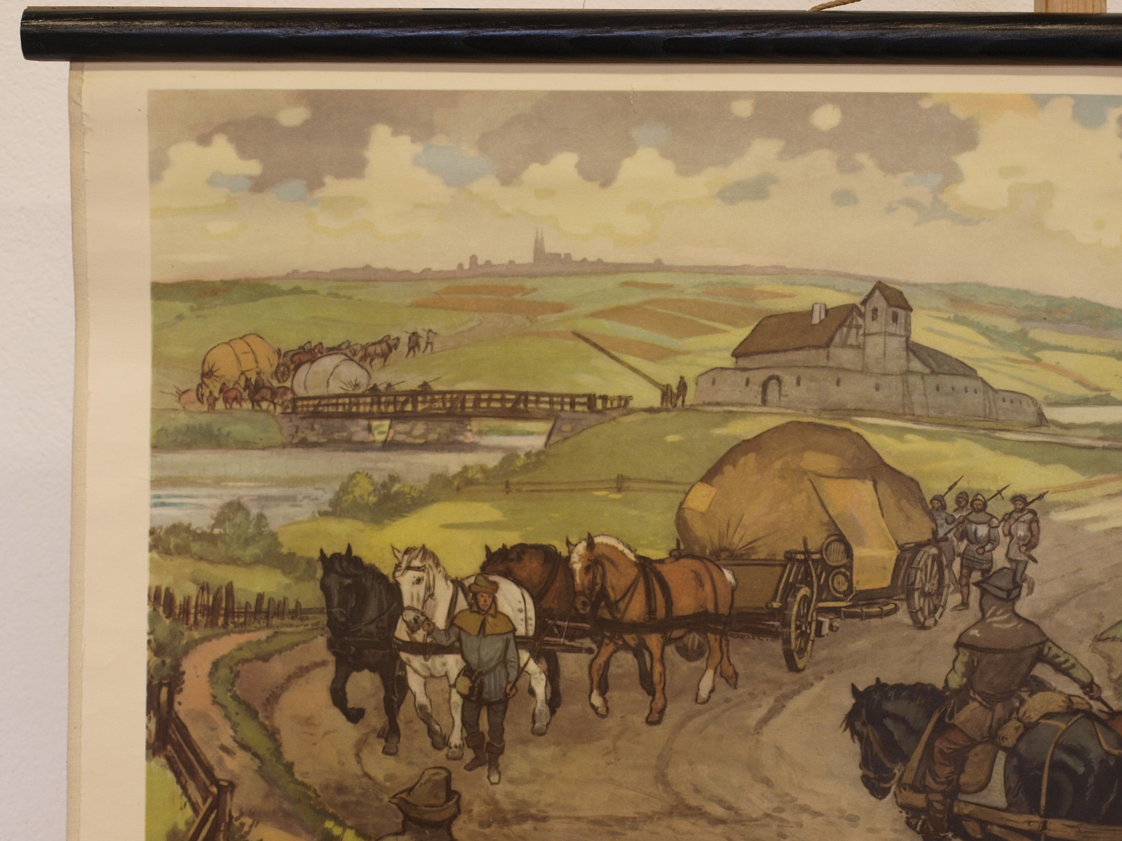 Mural Der New Schulmann 4034 Road IN Medieval 36 3/16×23 5/8in 1951 Vintage