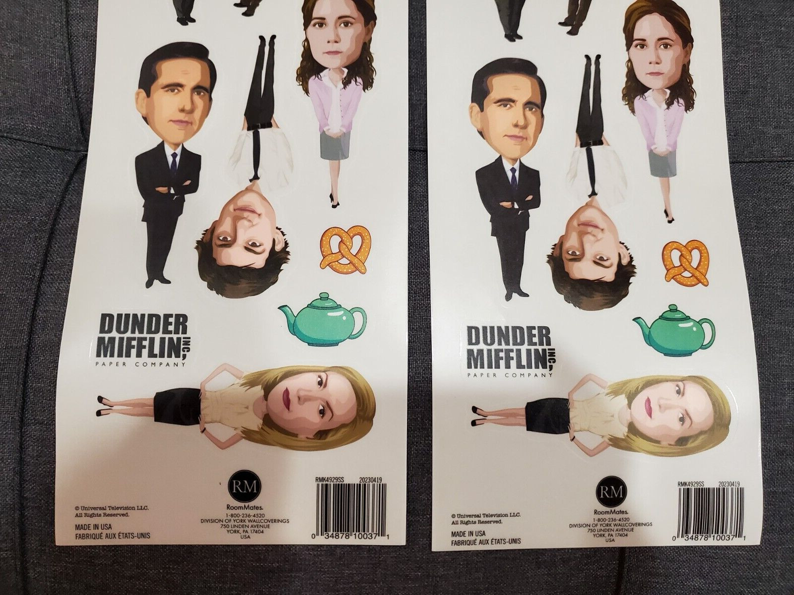 lot (2 sets) Wall Decals The Office Removable Stickers Dunder Mifflin 18×6"