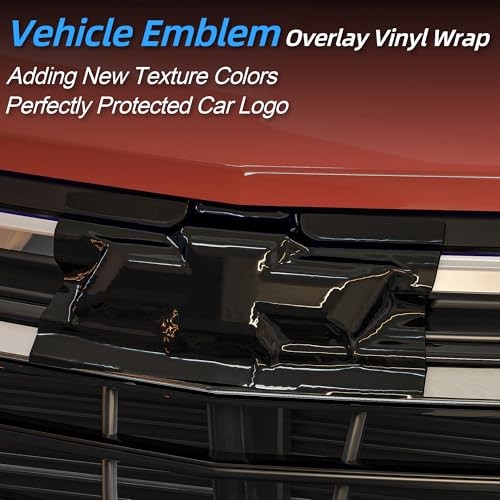 Auto Emblem Vinyl Wrap Kit, 6PCS Compatible with Chevy Bowtie High Gloss Black