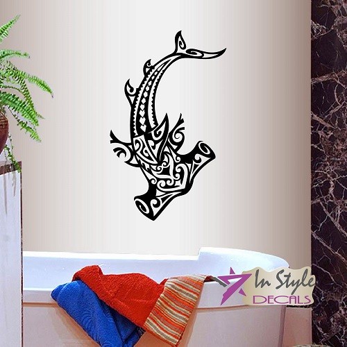 Vinyl Decal Hammerhead Shark Fish Tribal Pattern Any Room Wall Sticker 1361