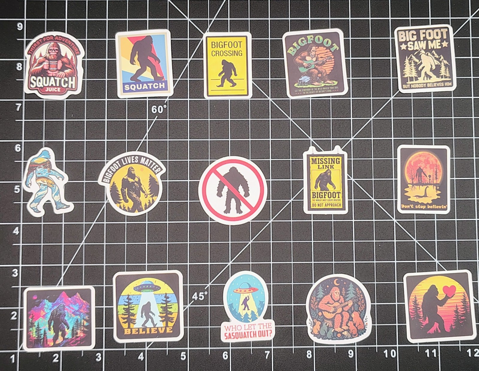 50 Pcs MINI Bigfoot Stickers 1.5" Small Sasquatch Cryptid Camping Phone Decals