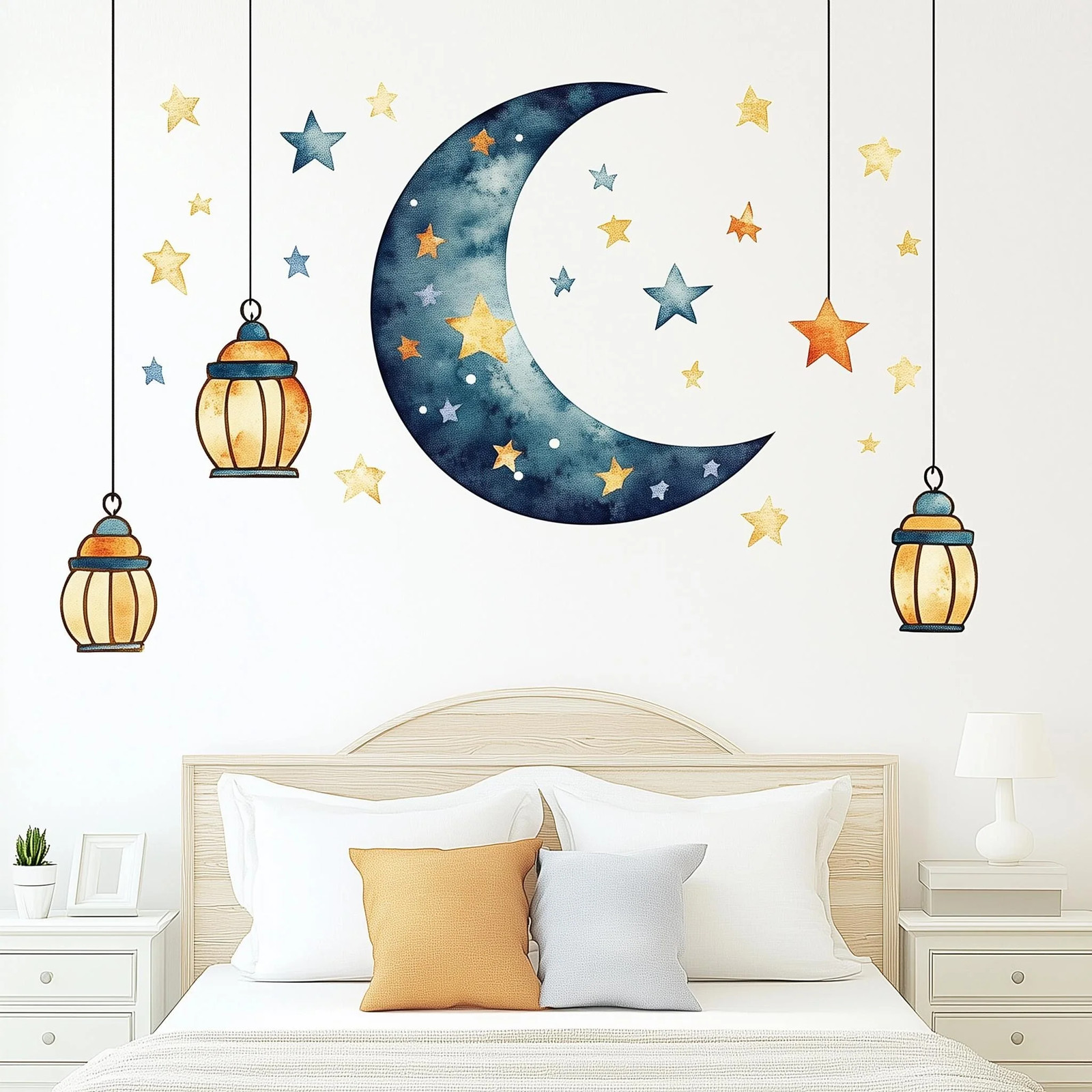 Moon and Stars Wall Decal Sticker Set | Celestial Nursery Wall Art