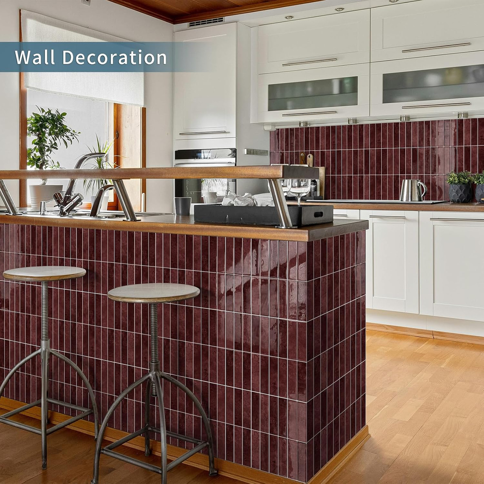 Wall Tile Stickers Vinyl Backsplash Set 12 Inch Thick Peel and Stick for Kitchen