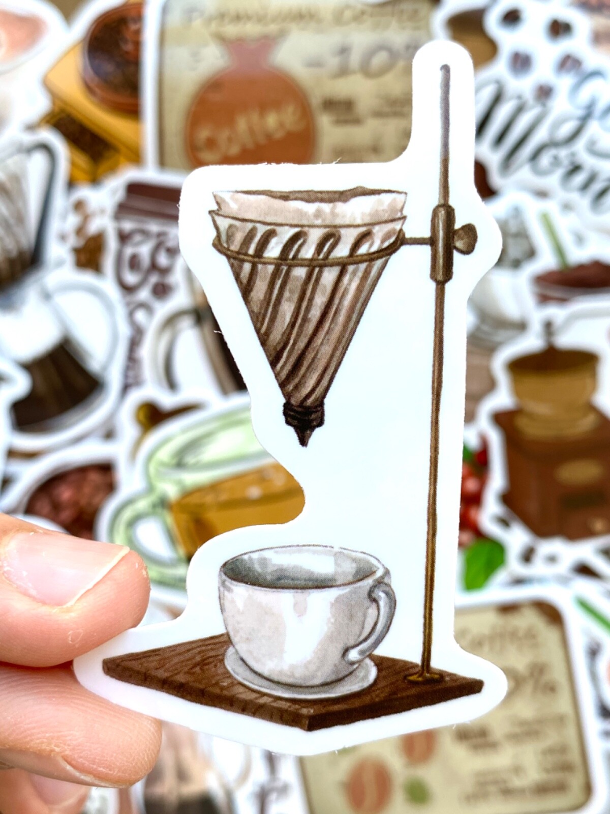 5-50 pcs Coffee Stickers, Boho Water Bottle Luggage Kindle Phone Laptop Decals