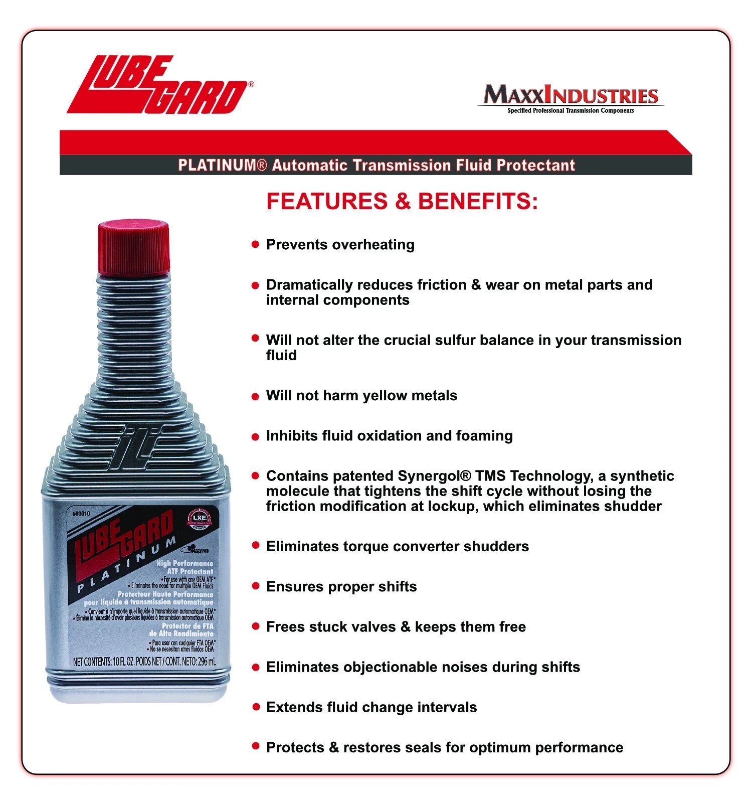 NEW ATF UPGRADE LUBEGARD TRANSMISSION PLATINUM UNIVERSAL ATF PROTECTANT (3 PACK)
