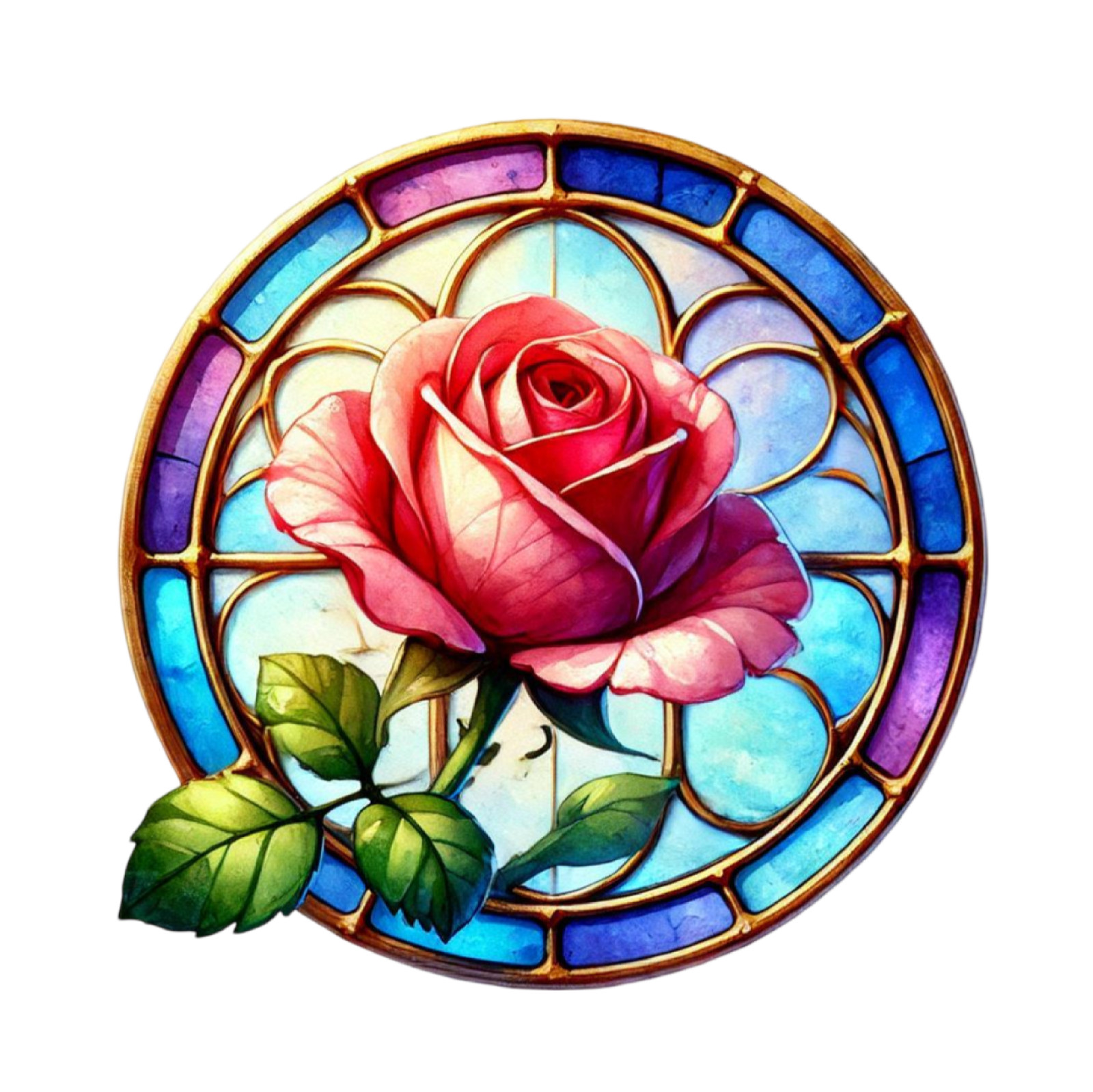 Wall Decal Sticker Roses Stained Glass Window Wall Sticker 18X18cm Large