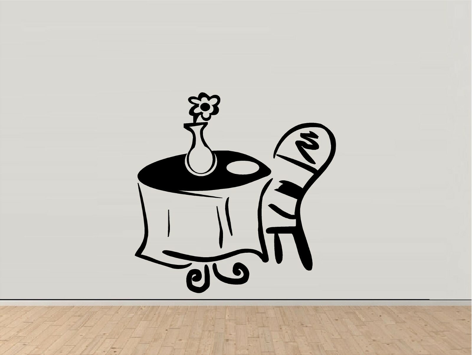 Café Table with Chair Vinyl Decal Home Décor 20" x 20"