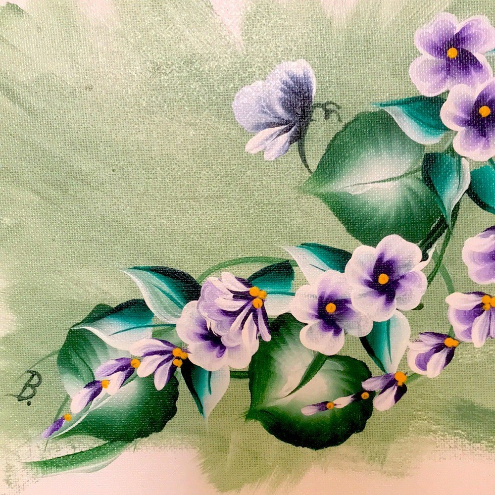 2 Original Signed Flowers & Butterfly Acrylic Paintings on 8×10 Canvas Boards