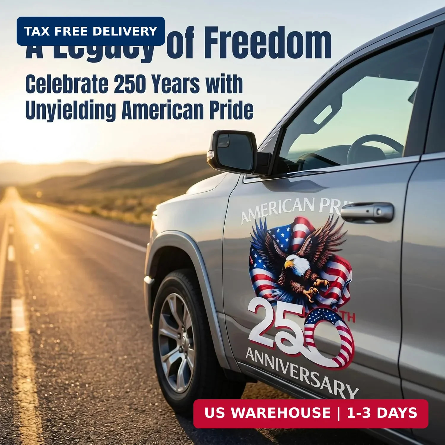 USA 250th Anniversary Stickers, American Pride Eagle with Flag Design, Patriotic