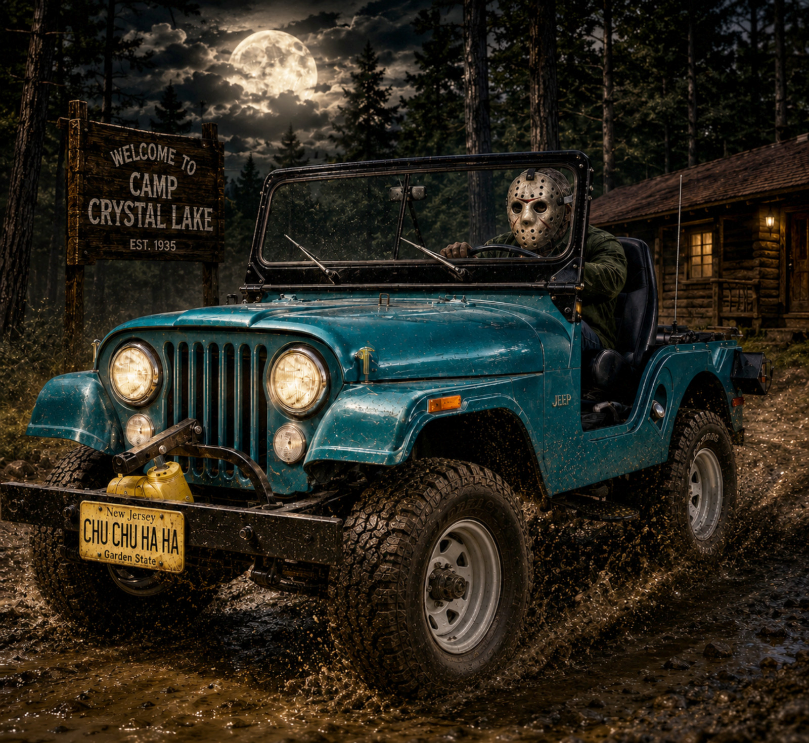 Jason Voorhees Rides his mother's 4 x4 Friday the 13th Vehicles sticker decal