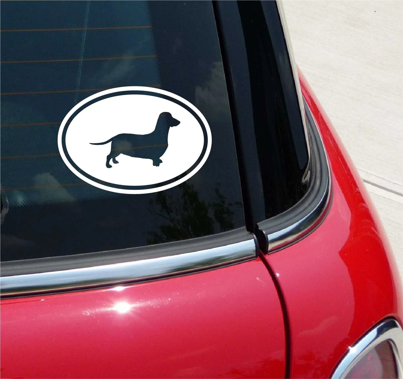 Euro Dachshund Dachshunds Doxie Dog Graphic Decal Sticker Car Oval NOT Two Color