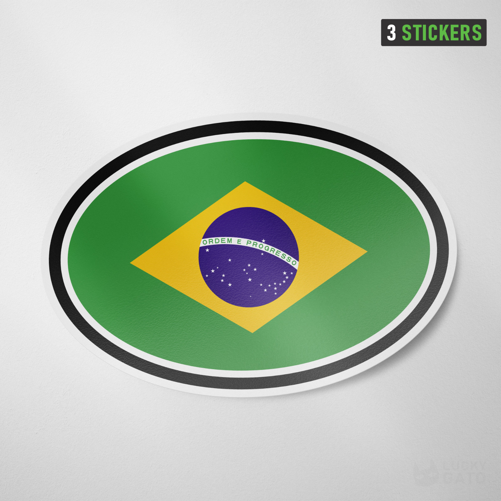 Brazil Oval Flag Sticker 3 Pack Vinyl Decal Auto Adesivo Rio Brasil Sao Paulo