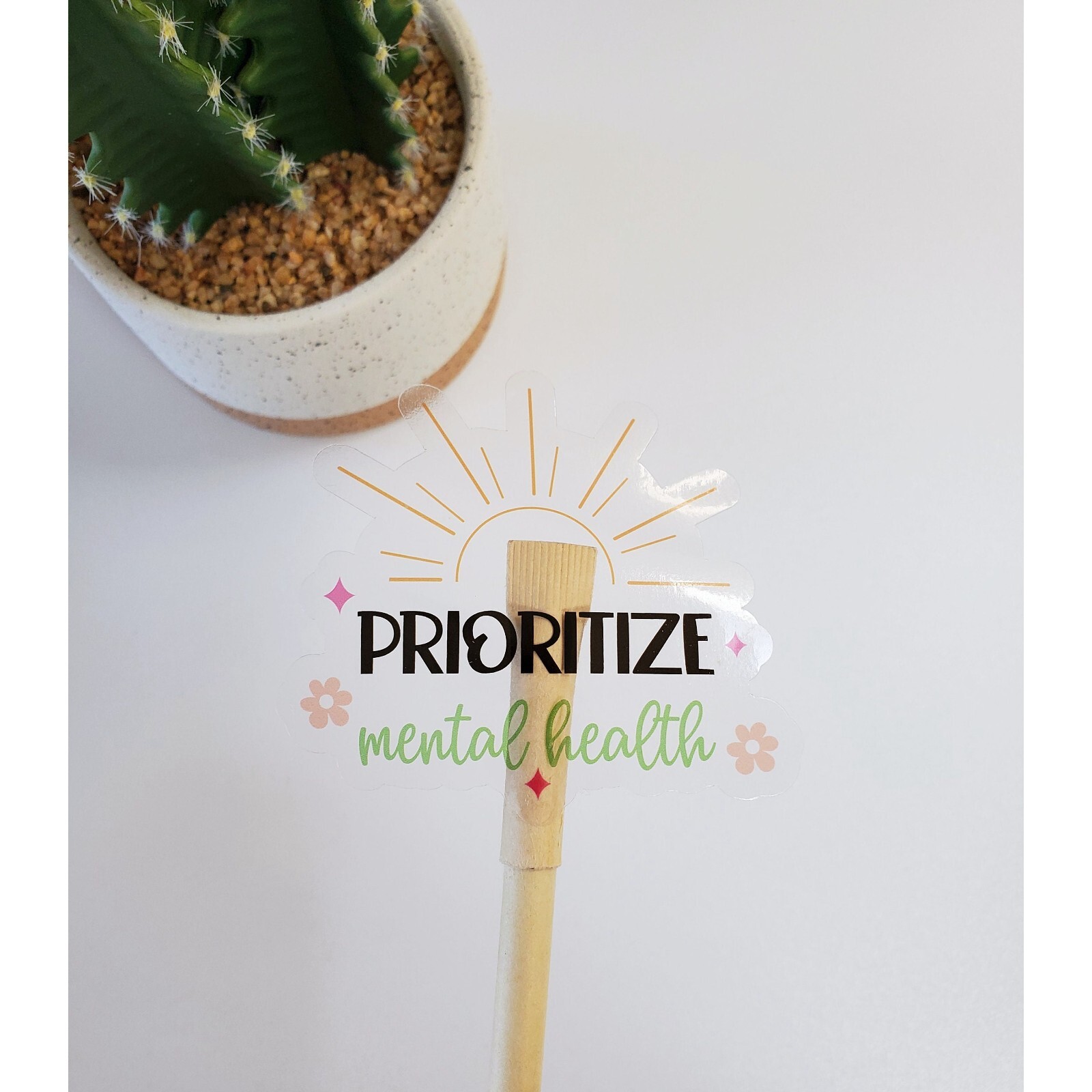 Prioritize Mental Health Vinyl Sticker | Clear Transparent Vinyl