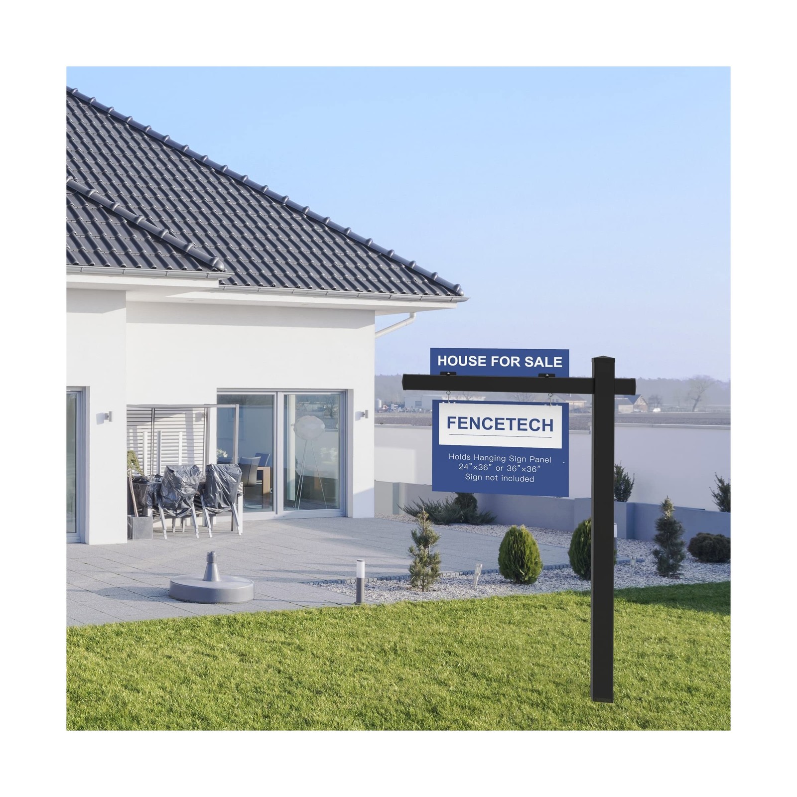 Vinyl PVC Real Estate Sign Post 6' Tall, Realtor Yard Sign Post, 47" Arm Hold…