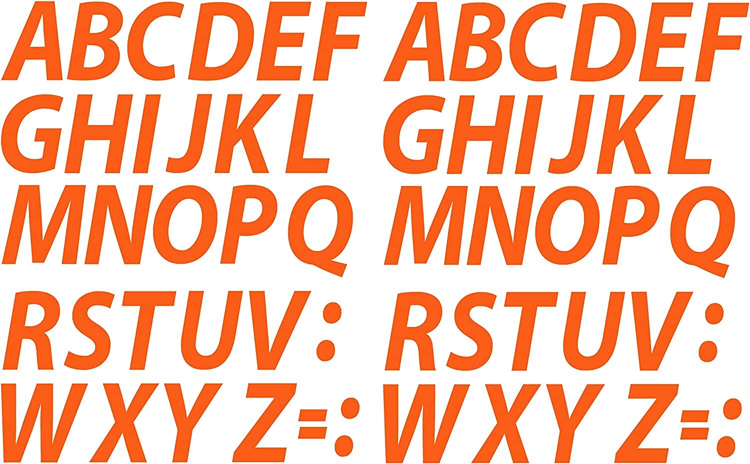 A-Z Letters Reflective Orange Sticker Vinyl Decals 1" – 12" Set Of 2 (610-R)