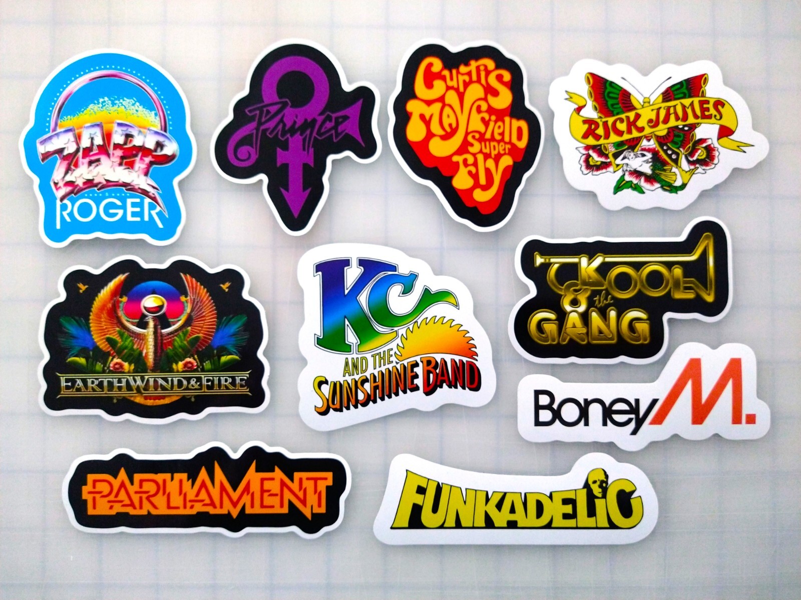 Funk Vinyl Sticker Lot (10 Pack) SET 1 disco r&b band soul jazz dj dance rock
