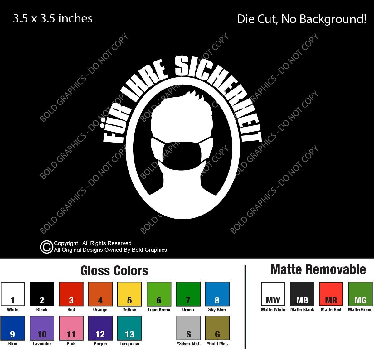 3.5 inch For Your Safety Mask Decal Window Sticker Fur Ihre Sicherheit German
