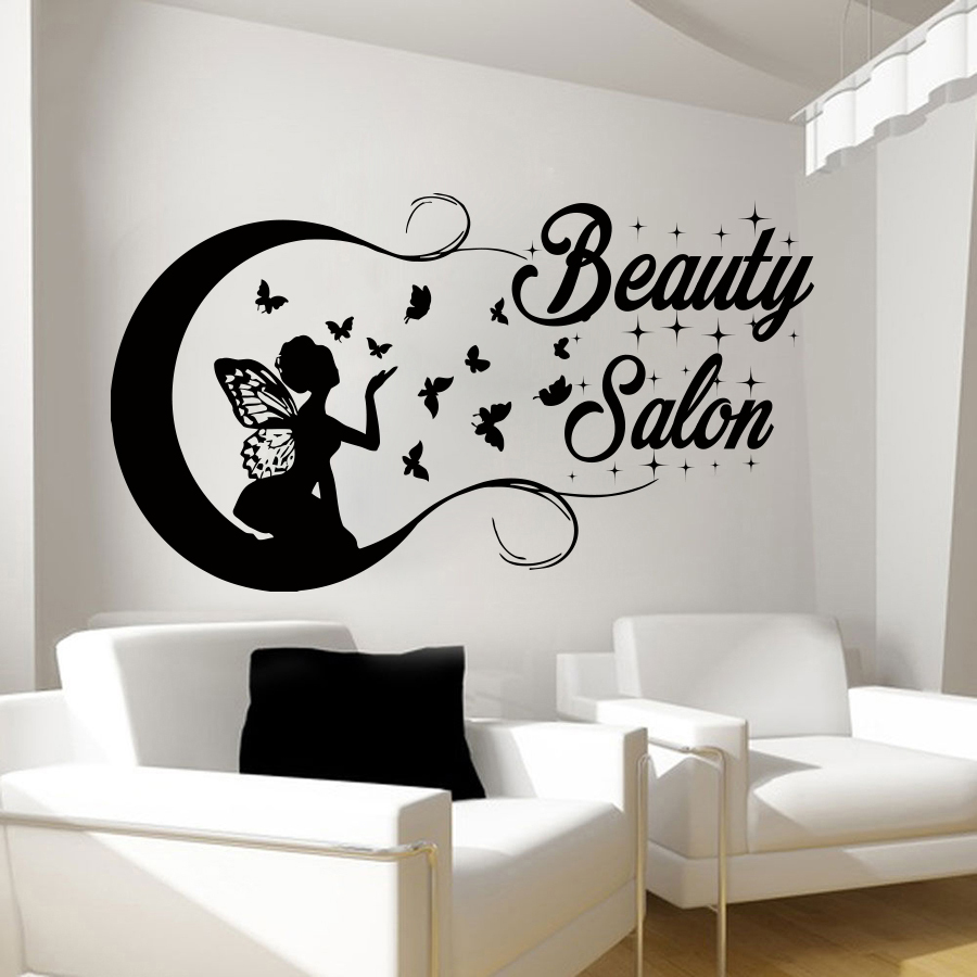 Hair Wall Decal Beauty Salon Stickers Decals Vinyl Hair Girl Woman Decor MN919