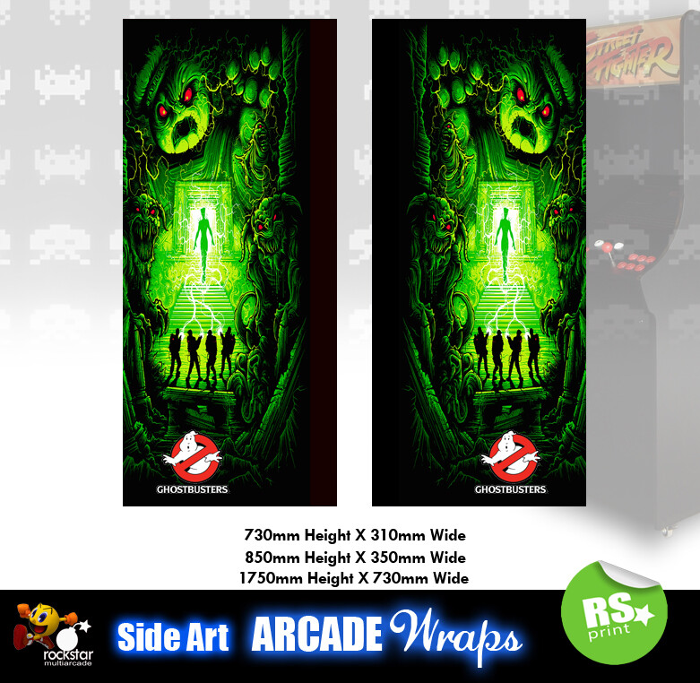 Ghostbusters Arcade Side Artwork Panel Stickers Graphics / Laminated All Sizes