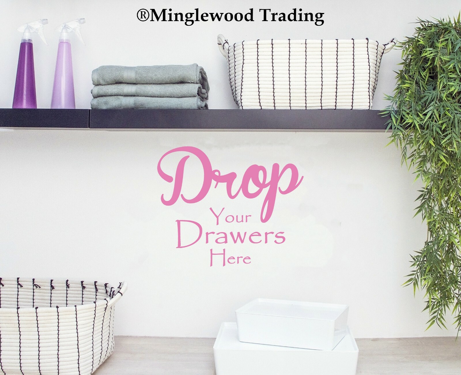 Drop Your Drawers Here Vinyl Sticker | Laundry Room Clothes Hamper Die Cut Decal