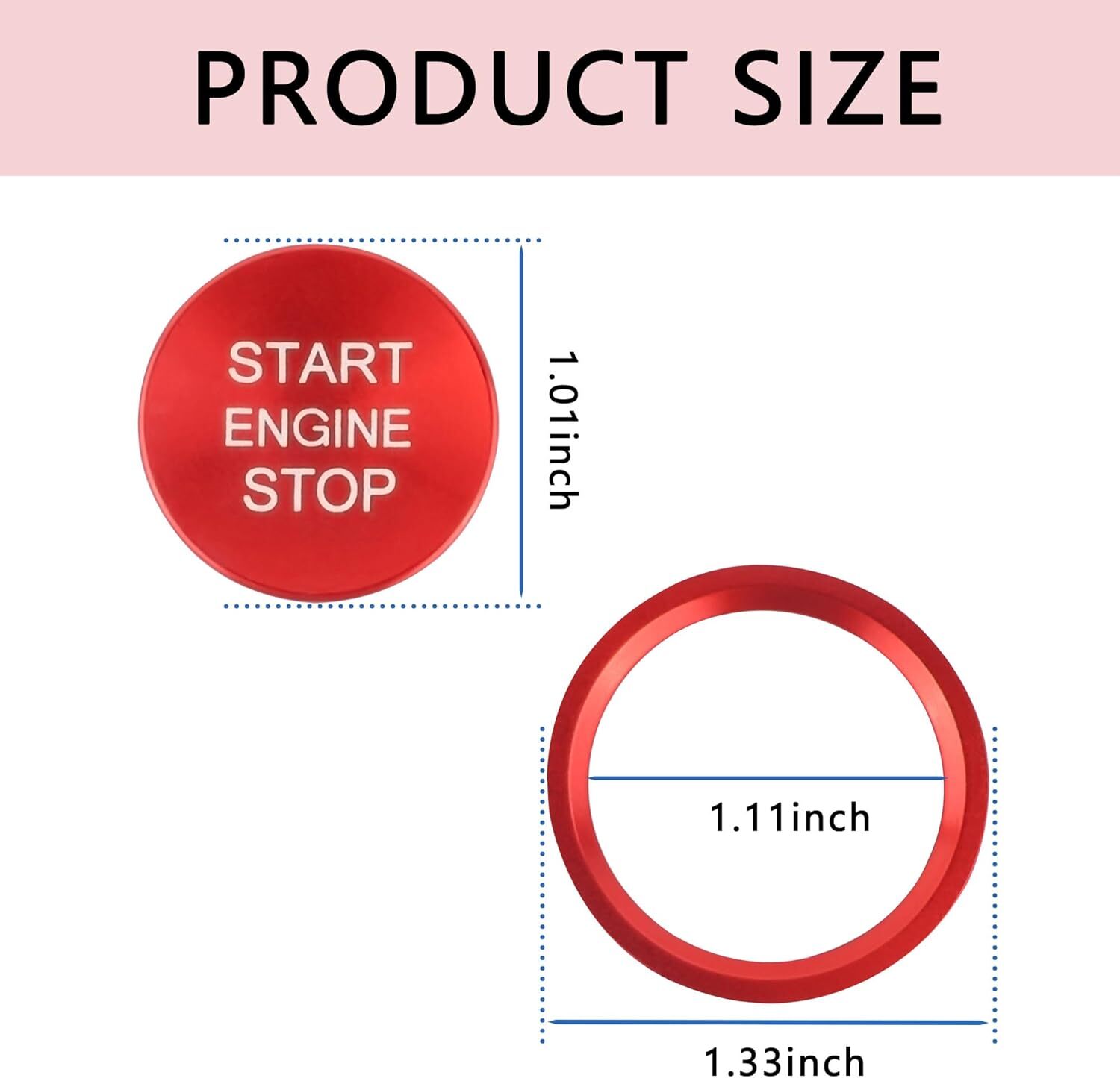 Car Push Start Button Cover Compatible with Audi,Cool Aluminum Engine Start Butt