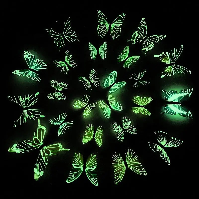 Butterfly Wall Stickers 12/24pcs 3d Luminous for Home Kids Bedroom Living Room