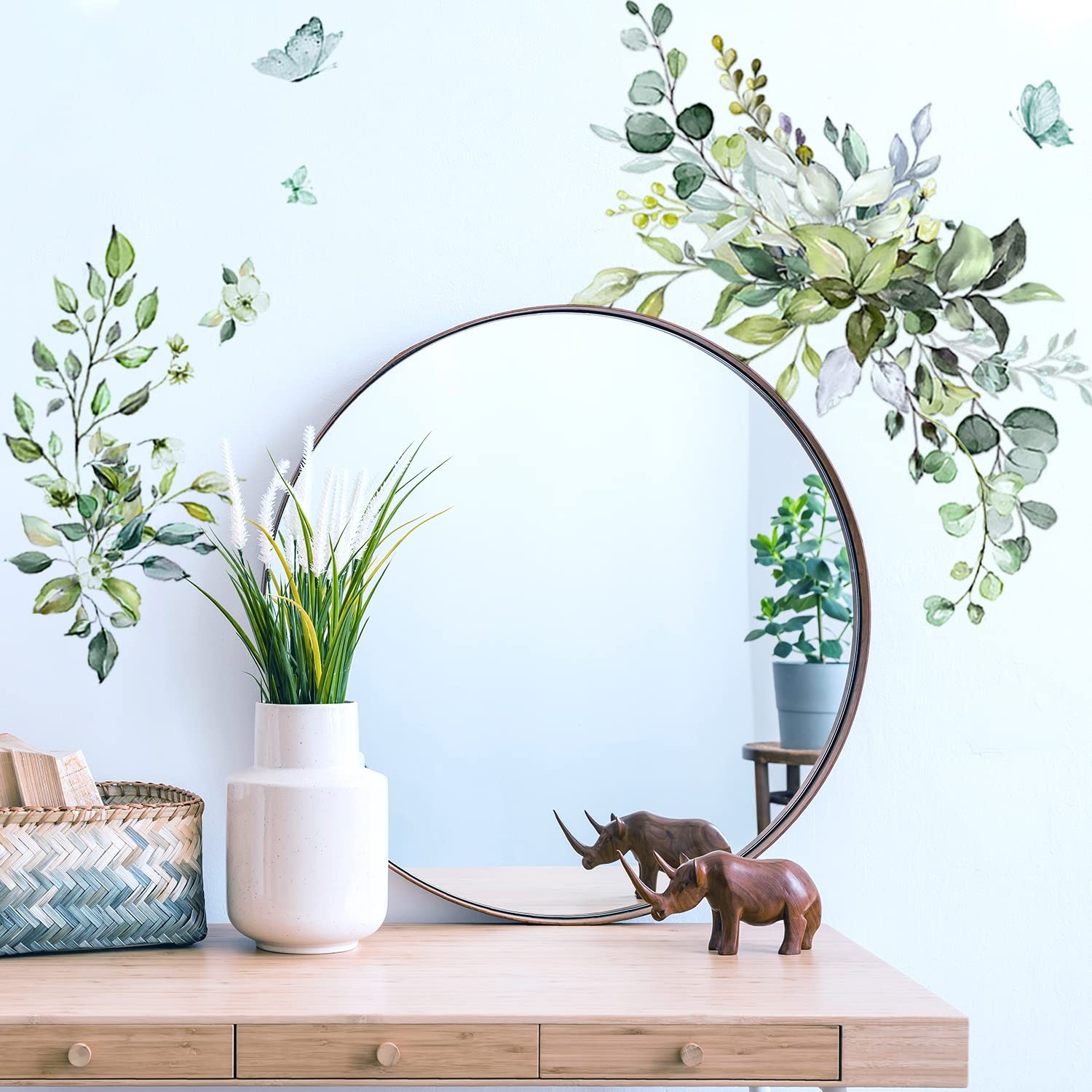Plant Wall Decals, Removable Fresh Plants Wall Stickers Green Hanging Leaves …