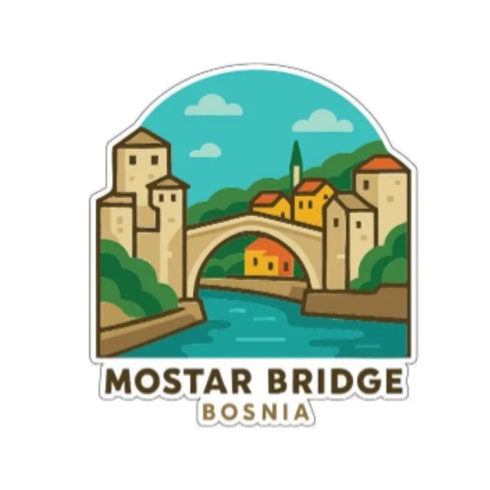 Mostar Bridge Bosnia Iron On Heat Transfer Vinyl HTV Die-Cut Symbolic Landmark