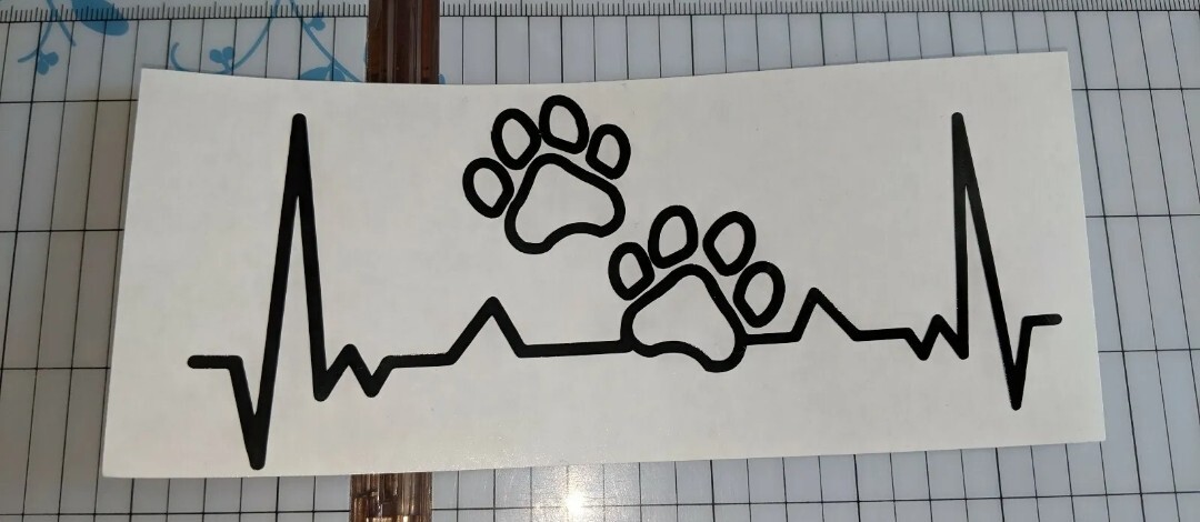 PAW PRINT with HEART PET CAT DOG Vinyl Decal Car Wall Window Sticker Heartbeat