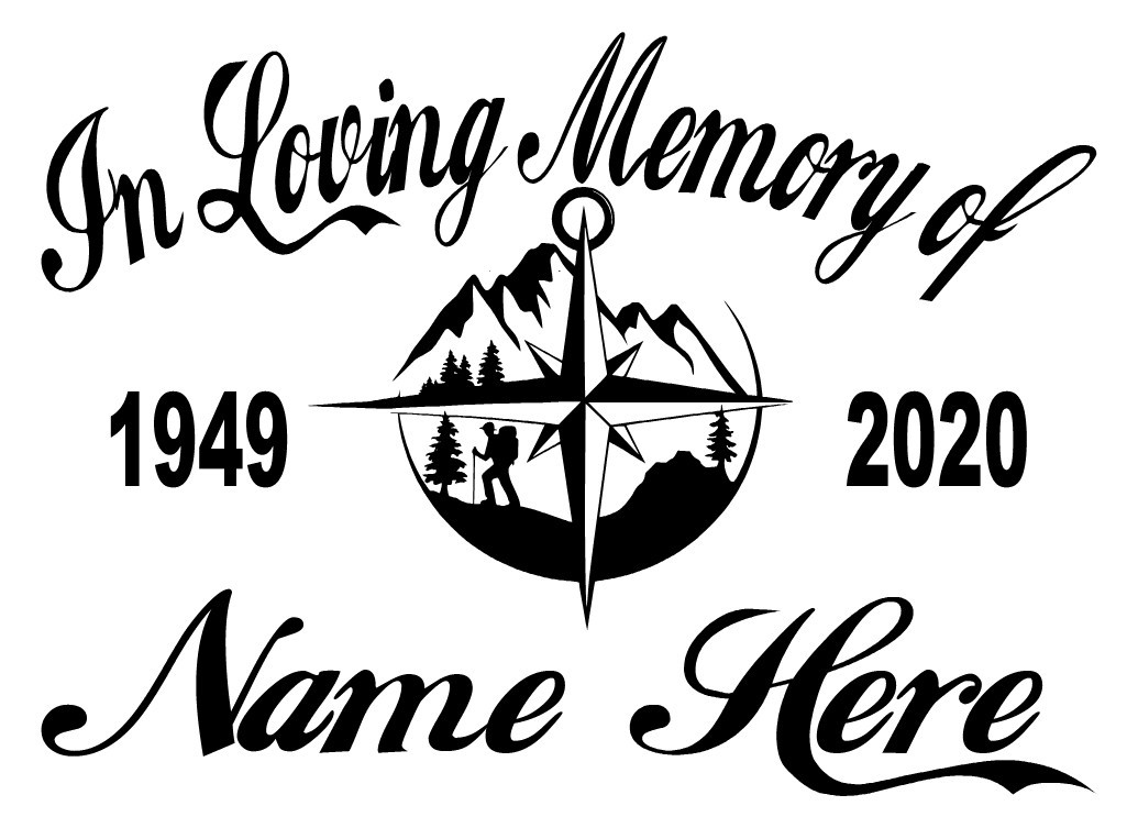 In Loving Memory of Decal – Hiker Camper Compass Outdoors Memorial Sticker #2