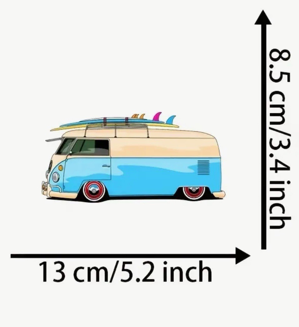 RETRO VW BUS VAN BEACH SURF HIPPIE BOHO 5” INCH VINYL DECAL STICKER 1PC