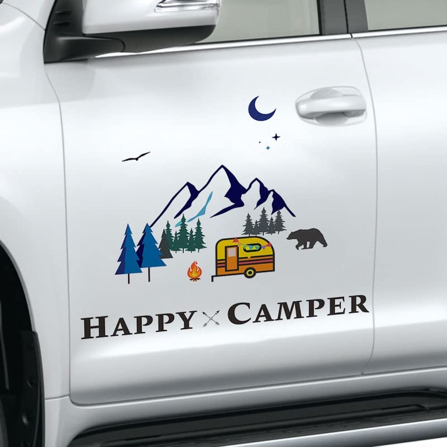 Funny Happy Camper Sticker Decals, Adventure Theme Explore Decor Tribal Hikin…