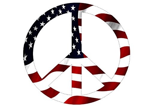 Red White Blue USA Peace Sign Symbol Decal American Flag Large Inch Patriotic
