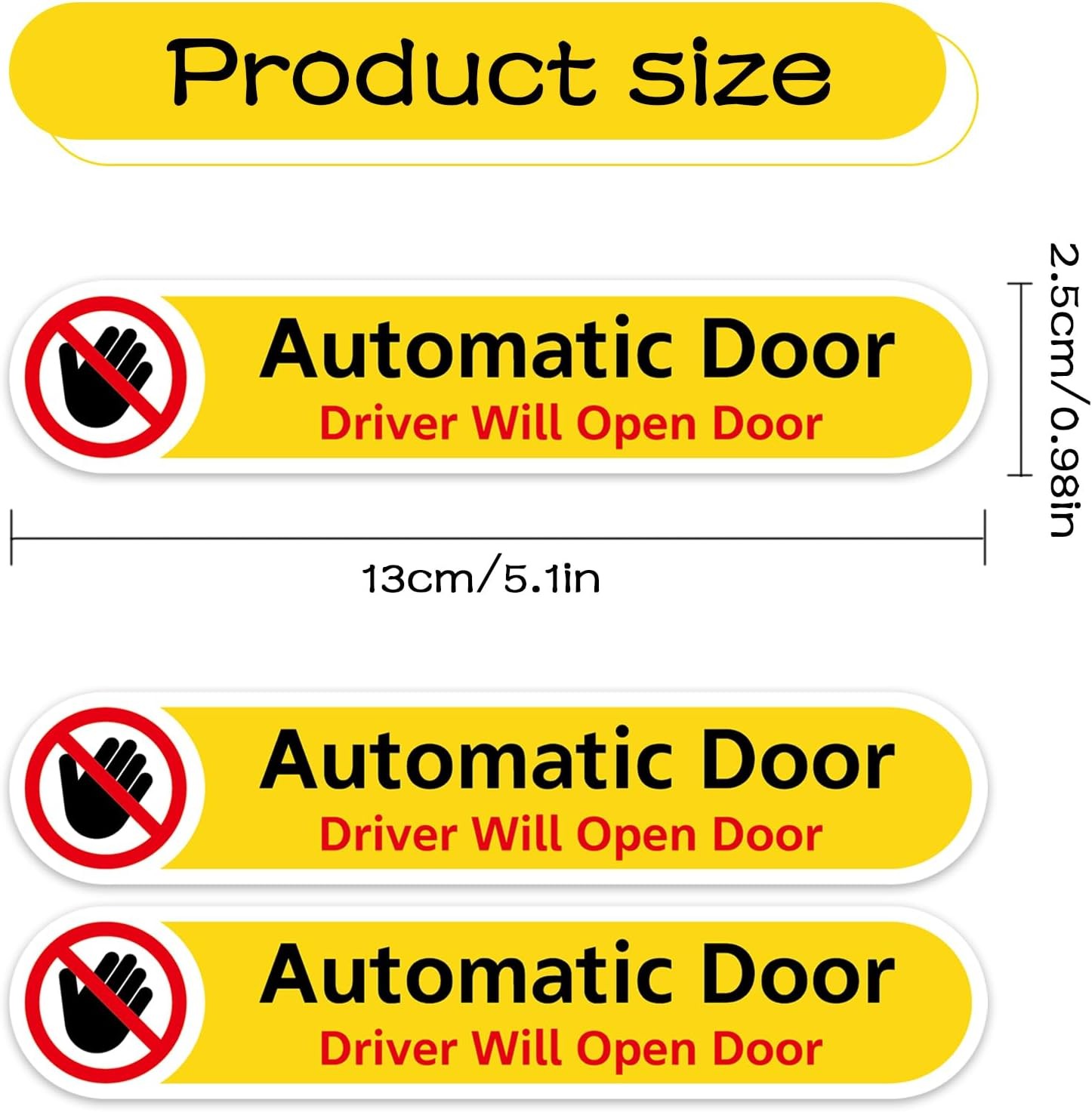 3 Pack Automatic Door Sticker, 5" x 1" Waterproof Vinyl Stickers, Caution