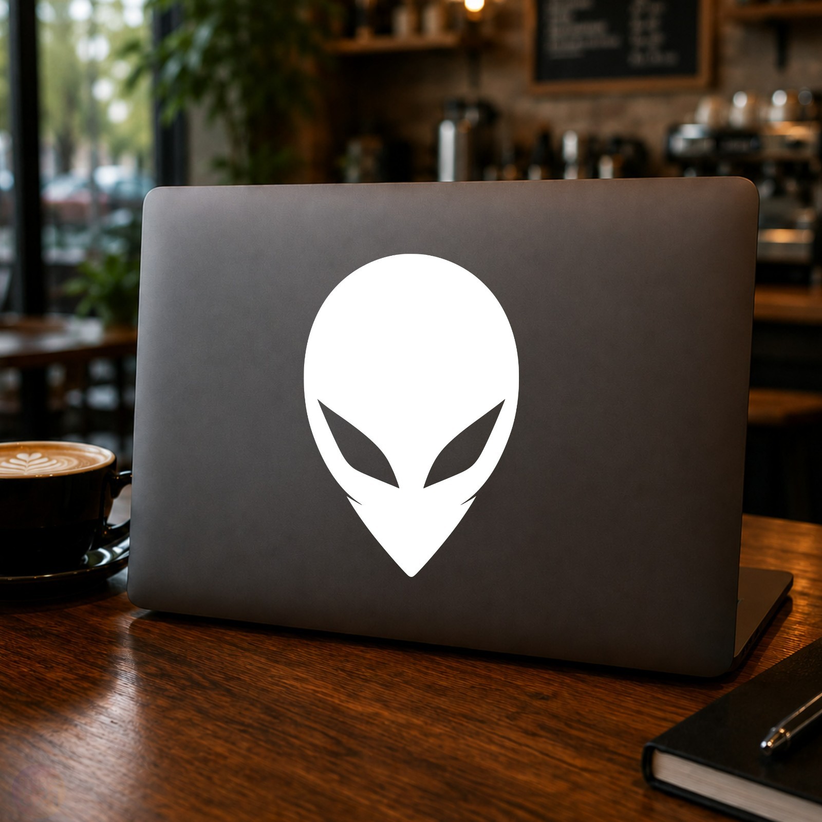 Alien Head Vinyl Decal Sticker – UFO – UAP Extraterrestrial Sci‑Fi Car Truck V4