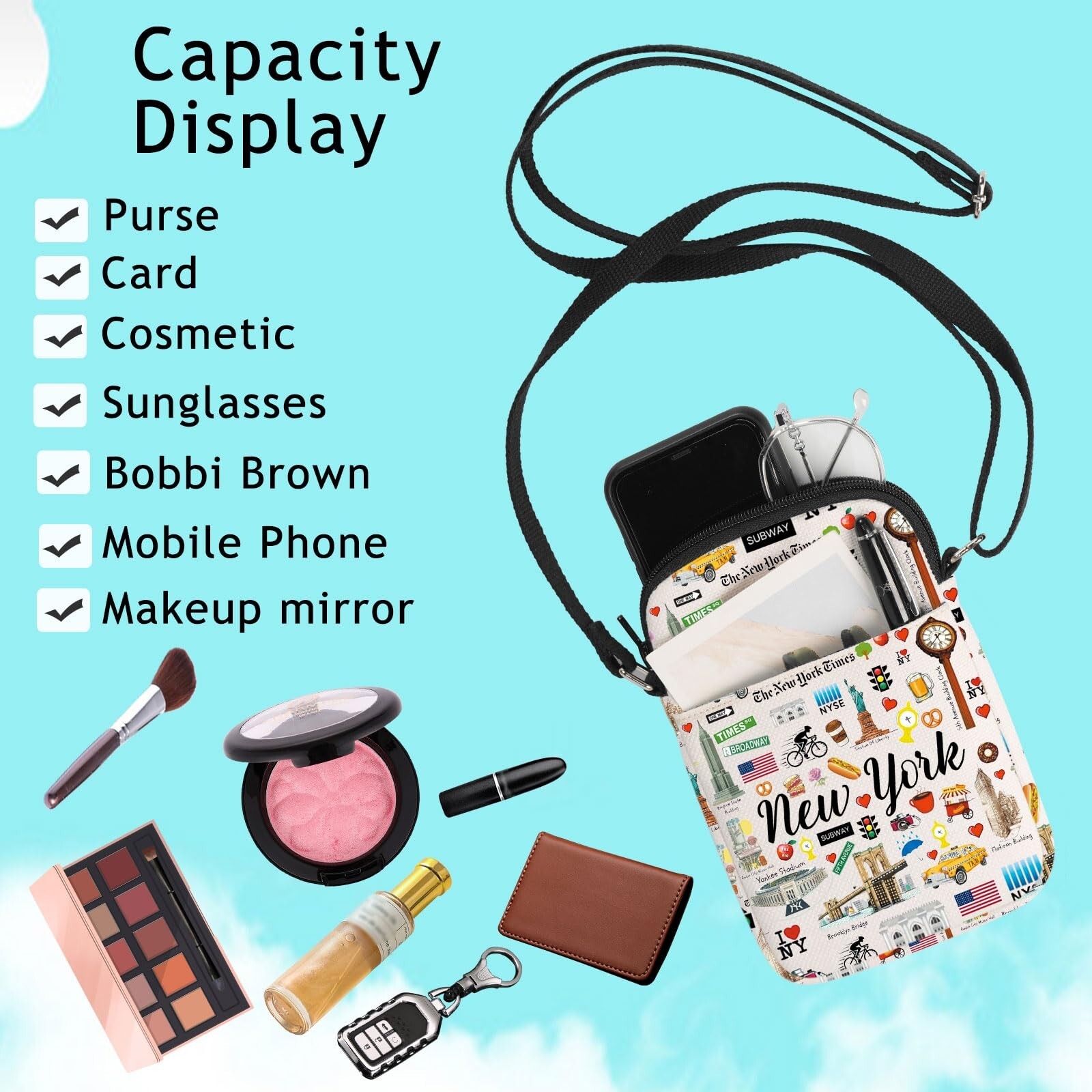 G2TUP New York Travel Crossbody Bag – New York City Themed Gifts & Souvenir