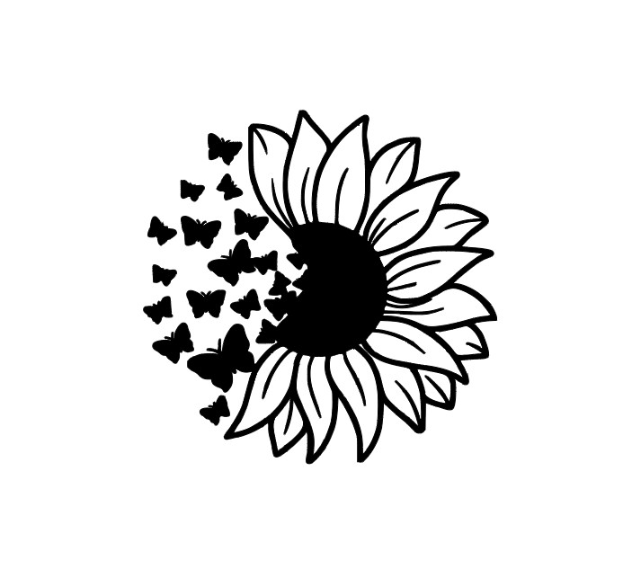 Sunflower & Butterflies Vinyl Decal Sticker -Multiple Colors & Sizes- SHIPS FREE