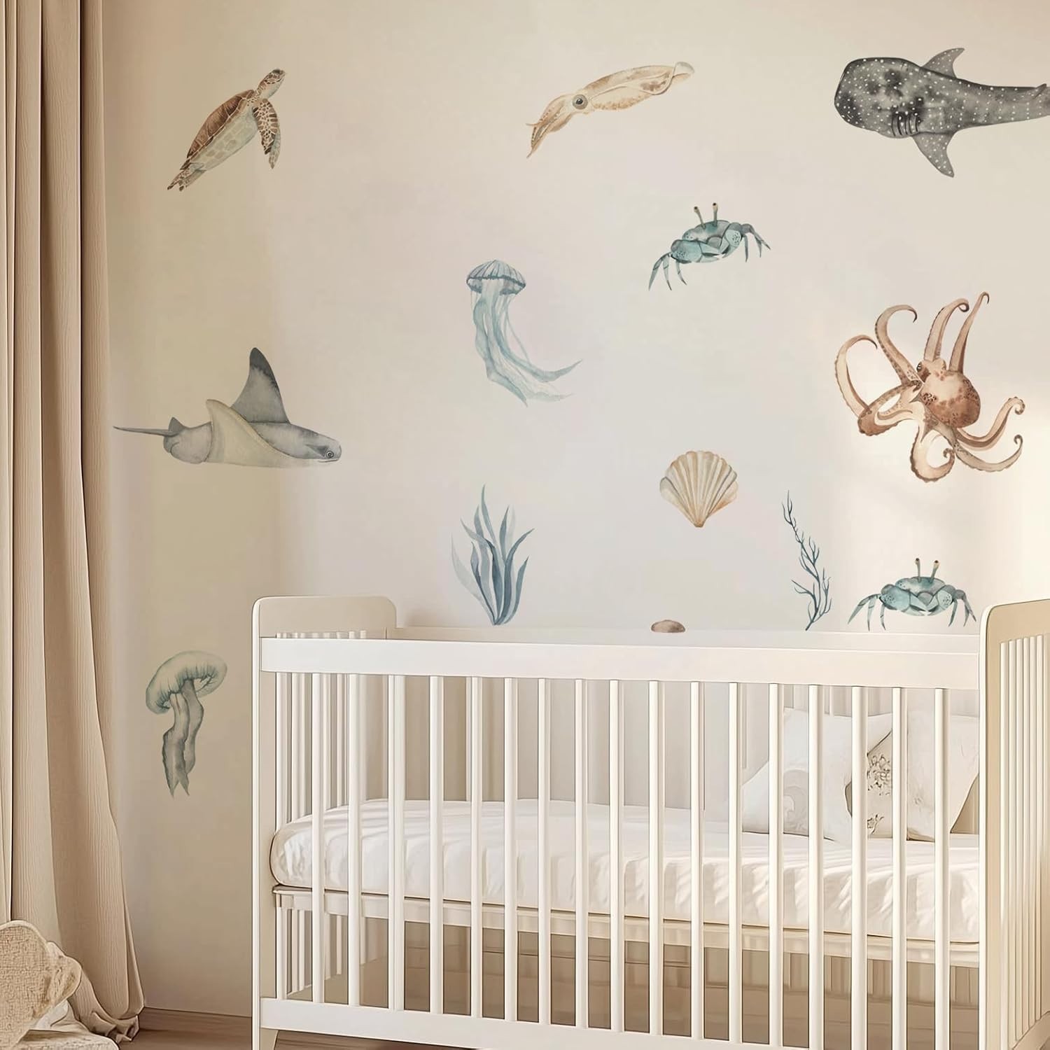 Ocean Wall Decals Marine Animal Boys Bedroom Large Stickers Removable Whale Deco