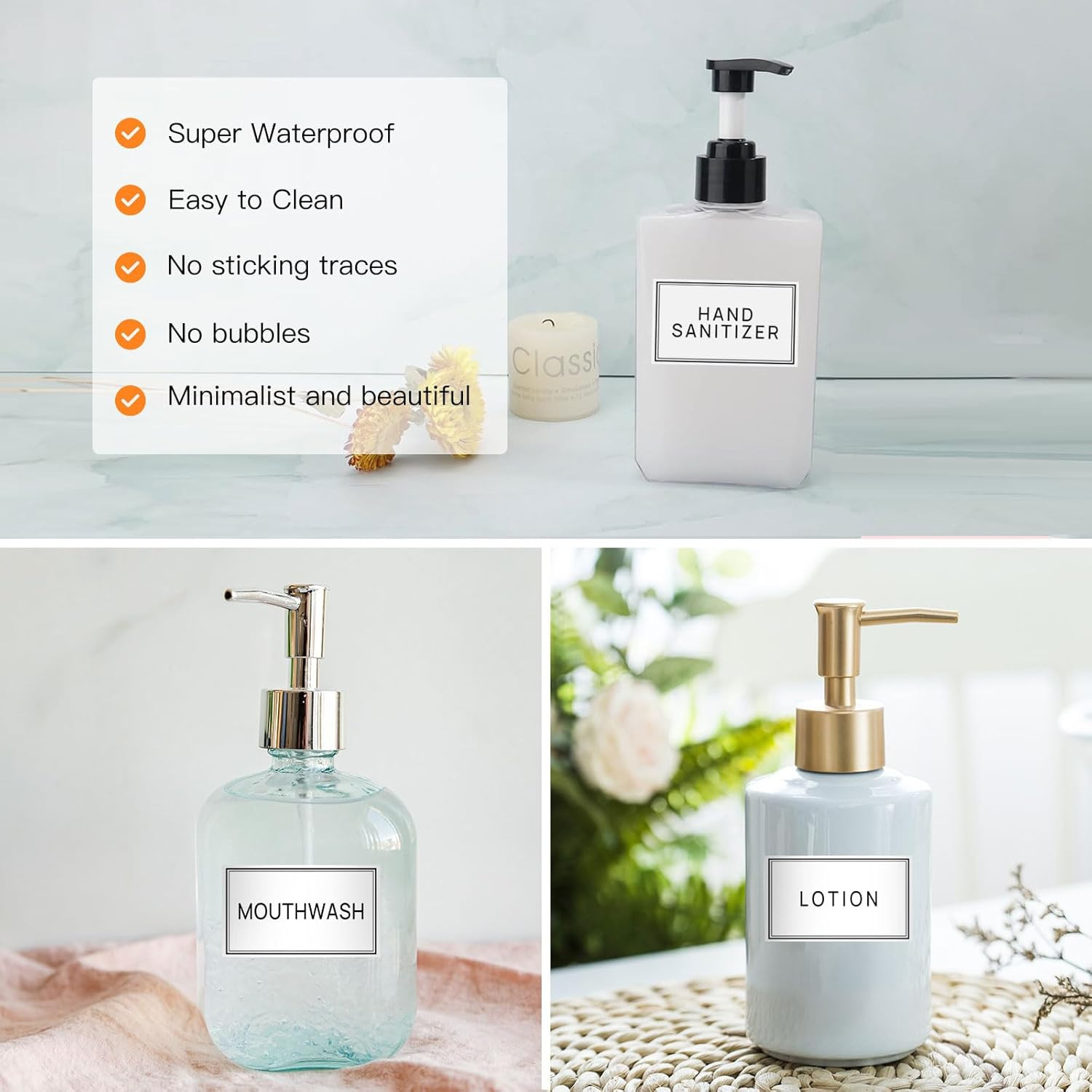 32PCS Bathroom Labels for Organizing with DIY Blank Labels,Hand Soap Dispenser L