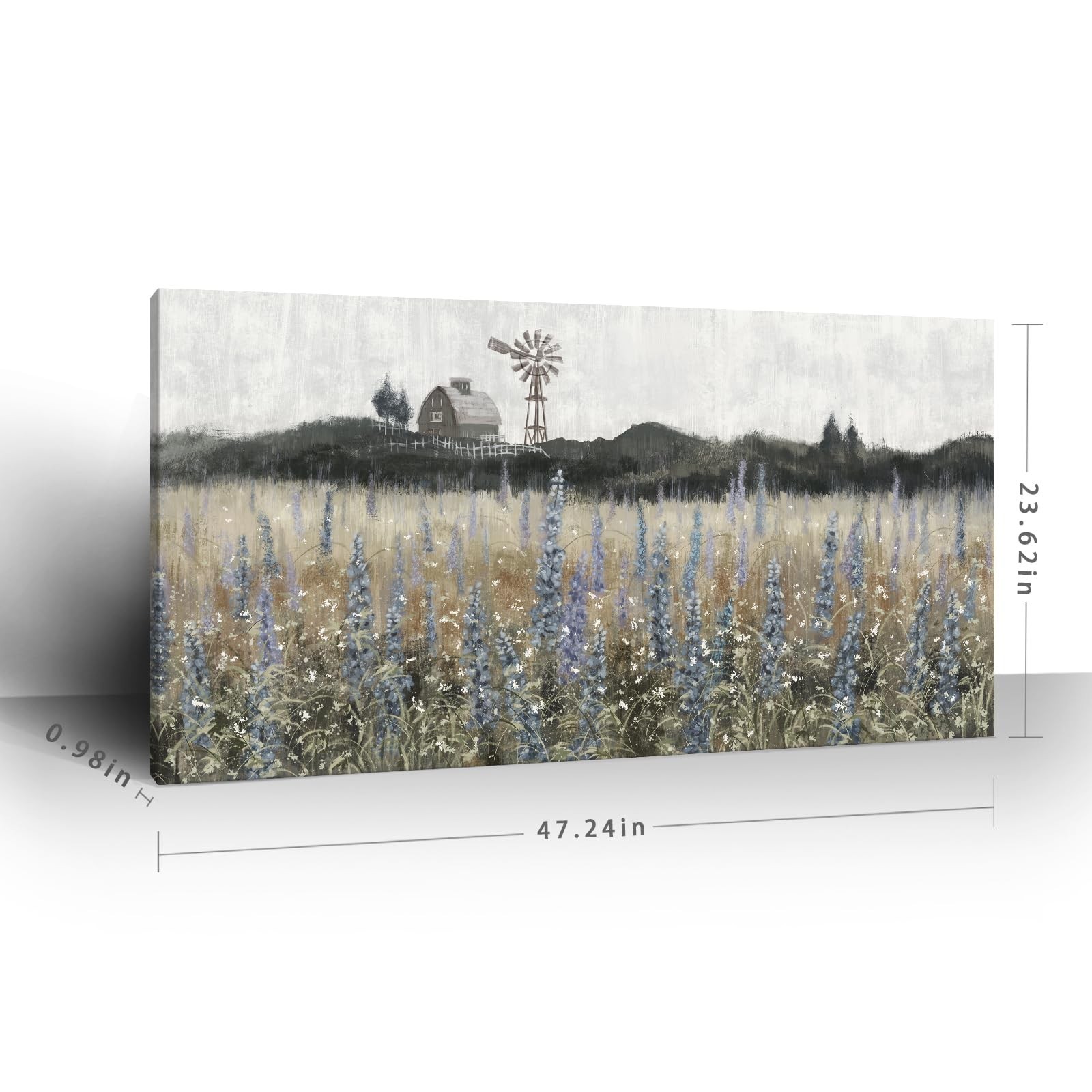 Large Wall Art for Living Room Vintage Farmhouse Decor Nature Wildflower Fiel…