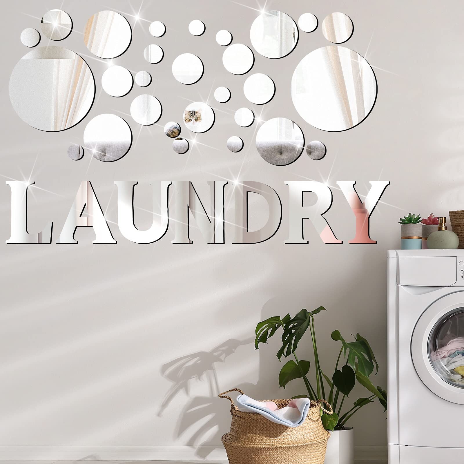 3D Acrylic Mirror Wall Stickers Laundry Room Mirror Wall Decal Circle Mirror …