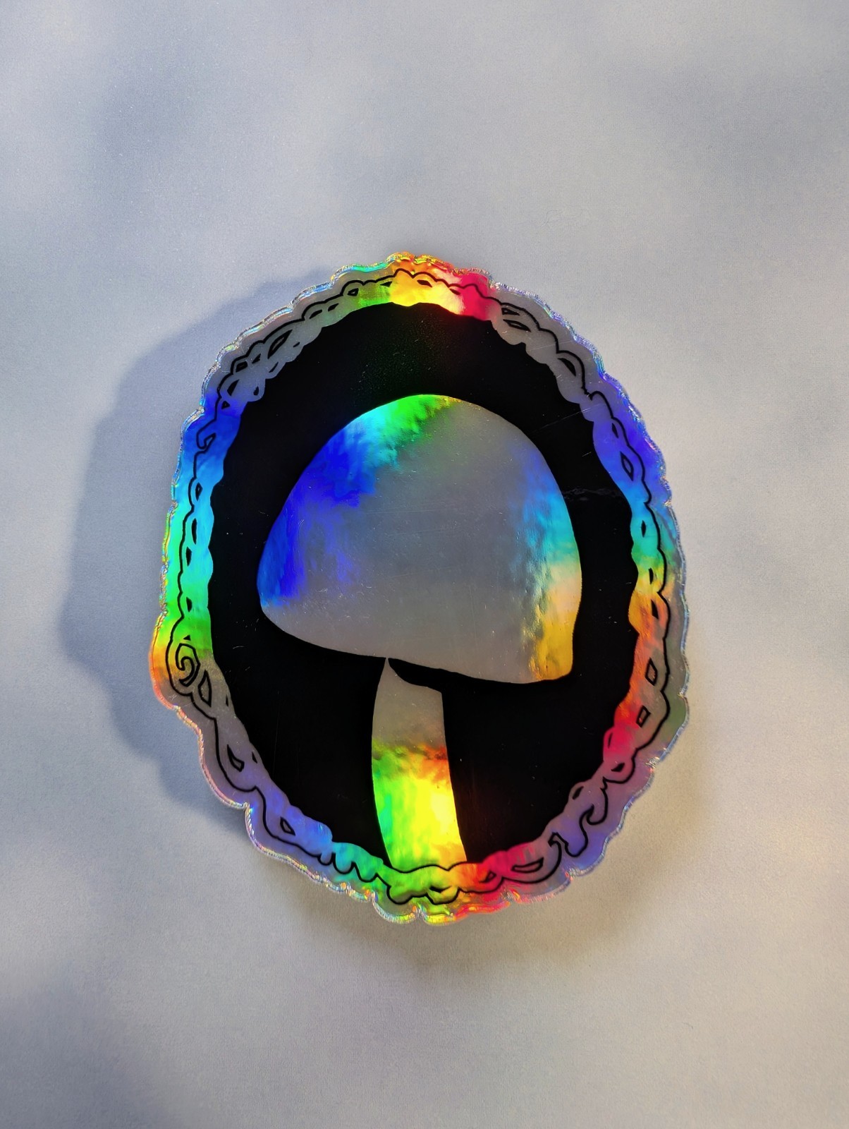 Mushroom Framed, Holographic Sticker, Psychedelic Vinyl Decal