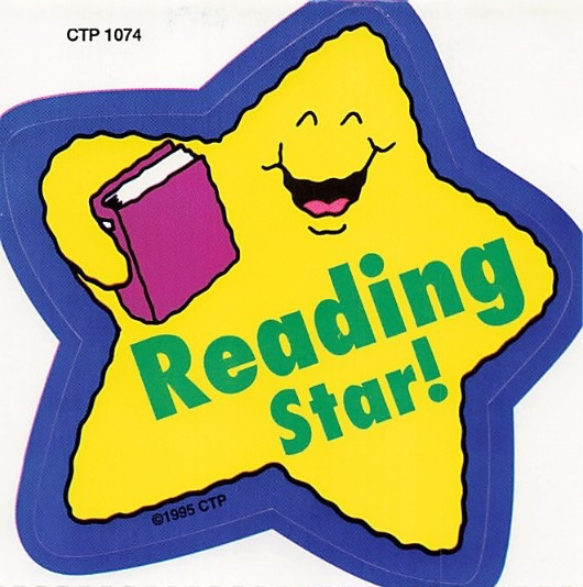 1990s Reading Star Sticker Sheet x3 Stickers Book Library Literacy CTP 1074
