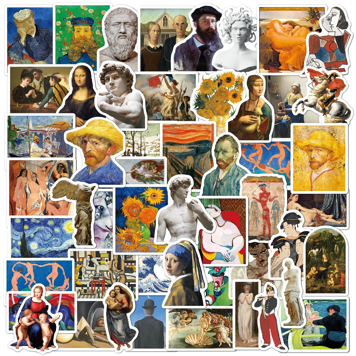 150pcs Famous Painting Vinyl Stickers, Artist Monet Van Gogh,0012345