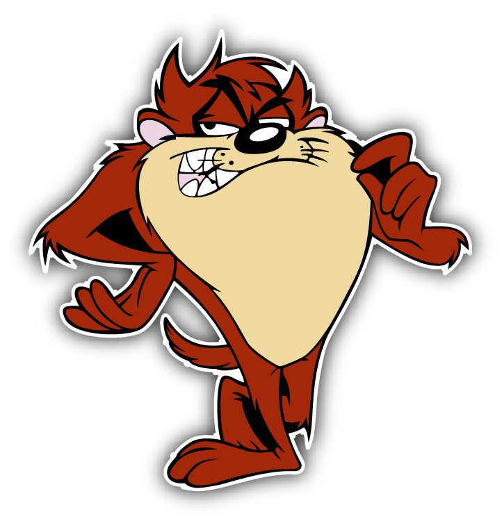 Taz Angry Cartoon Car Bumper Sticker Decal 5" x 5"