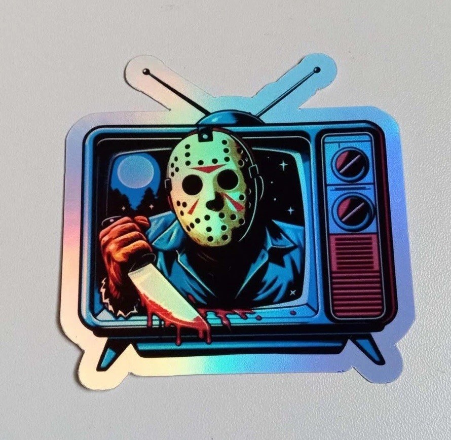 Jason Voorhees Horror Retro Tv Waterproof Holographic 3 Inch Sticker