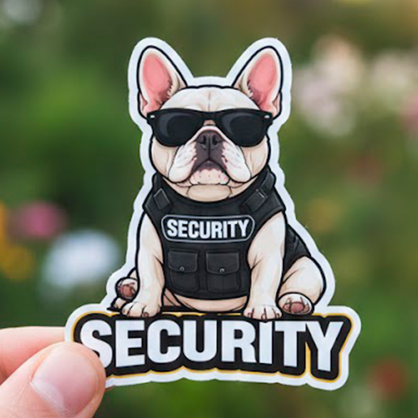 funny French Bulldog Security Car Sticker Guard Dog Decal Vinyl 3×3.5in